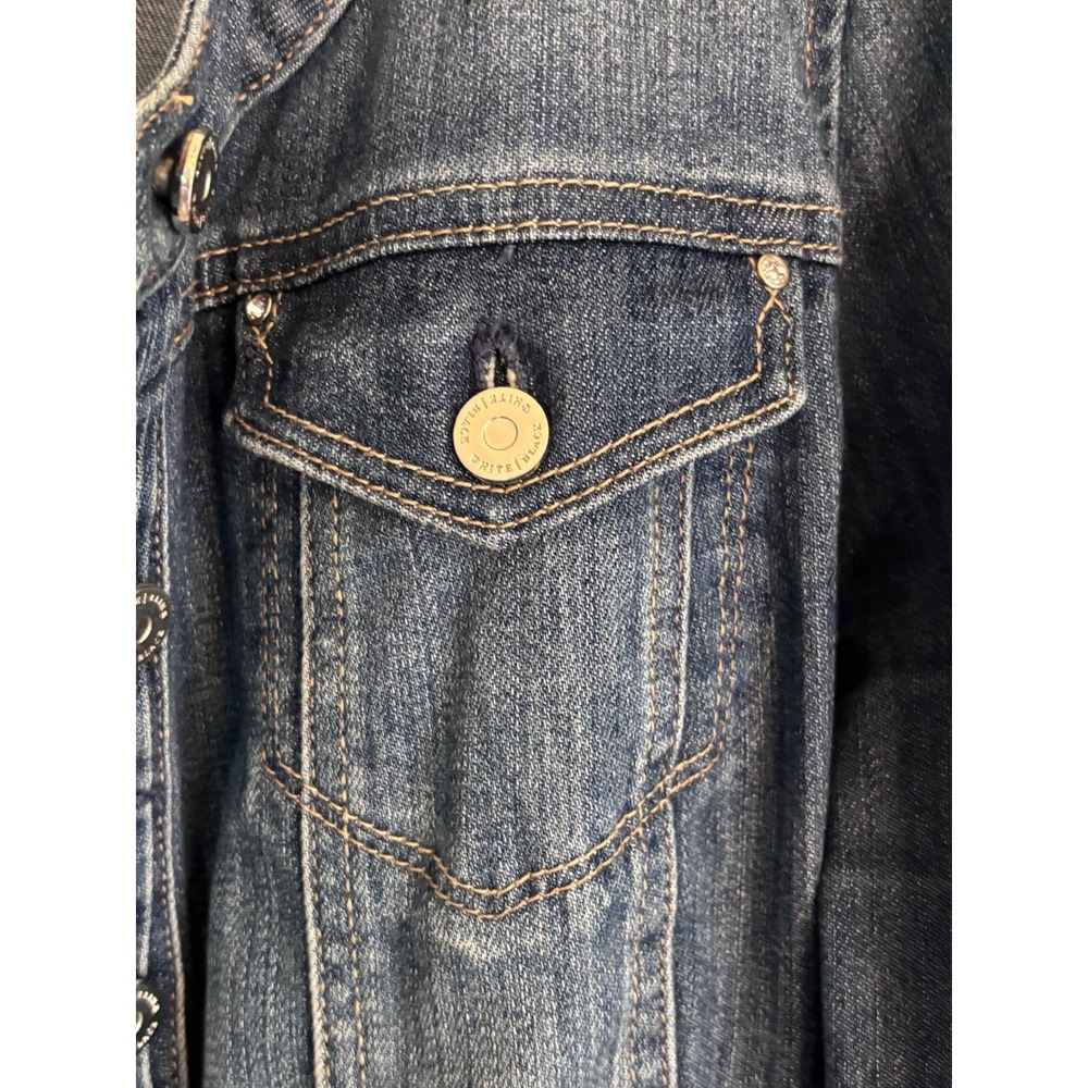 White House Black Market WHBM Cropped Denim Jacket Blue Wash Size 14 - Picture 7 of 12